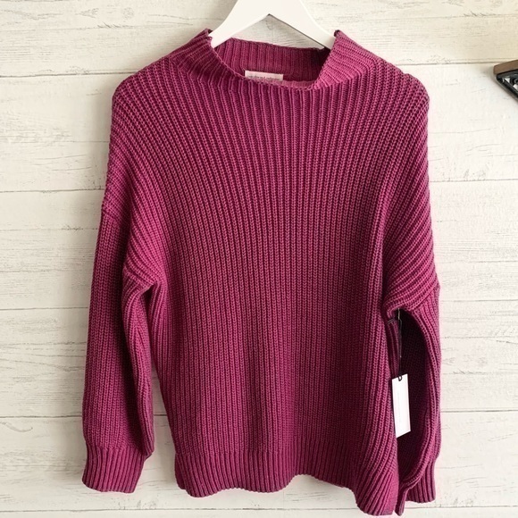 Cupcakes and Cashmere Magenta Purple Mock Neck Chunky Sweater - Picture 1 of 7